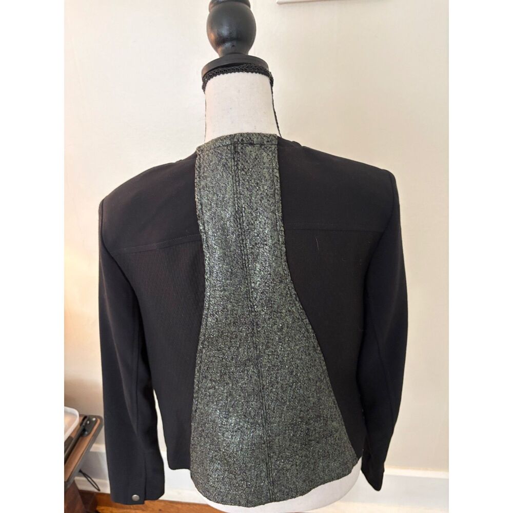 Cabi Media Jacket #3036 Women’s Medium Black Metallic Tweed Snap Front